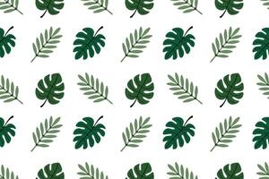 Seamless pattern with mixed tropical leaves including monstera, palm and fern. Great for summer prints, wrapping, and surface design vector