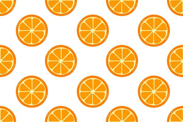 Seamless pattern with orange slices in circular shape. Perfect for citrus-themed prints, juice packaging, and refreshing summer designs