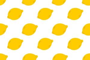 Seamless pattern featuring whole yellow lemons on white background. Ideal for refreshing summer designs, citrus packaging, and healthy food branding vector