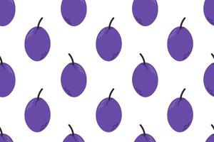 Purple plum seamless pattern. Suitable for food packaging, fruit branding, and summer harvest themes vector