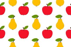 Colorful apples and pears pattern vector