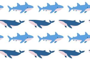 Colorful sharks illustration pattern design vector