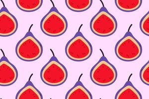 Seamless pattern with figs on pink background. Perfect for Mediterranean food packaging, organic branding, and natural themes vector