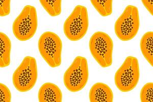 Seamless pattern with ripe orange papayas. Great for summer prints, tropical branding, and exotic fruit designs vector