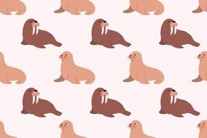 Cute walruses pattern design vector