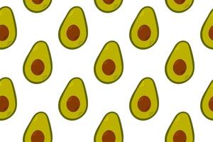 Seamless pattern with ripe avocado halves on white background. Perfect for healthy food packaging, kitchen textiles, and vegetarian design projects vector