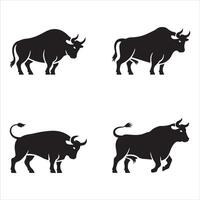 Silhouette Collection of Bulls and Similar Bovine Animals vector
