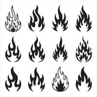 Black and White Flame Silhouette Icons with Symbolic Forgiveness Theme vector