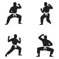 Karate Fighter Silhouettes Martial Art Pose Art with Forgiveness and Focus Theme vector