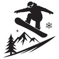 Steep Mountain Snowboarding Silhouette Scene vector