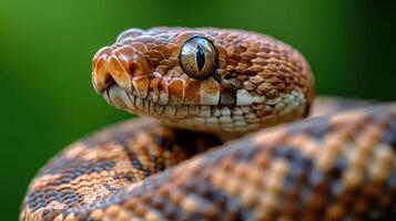 Close-up of a snake's head and neck photo