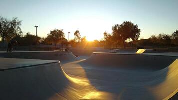 Skatepark at golden sunset photo