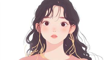 Pastel-toned digital portrait of a young woman photo