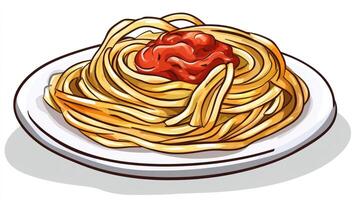 Plate of spaghetti with tomato sauce photo