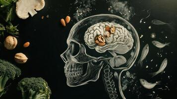 Healthy brain food concept. Nutrients for mental wellness photo