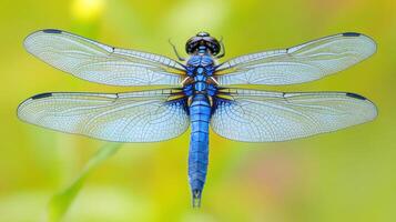 Vibrant dragonfly, top-down view photo
