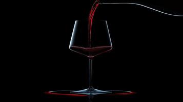 Red wine poured into a stemmed glass. Dark, elegant, studio shot photo