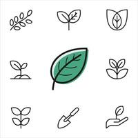 Organic Leaf and Plant Silhouette Art Set vector