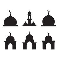 PMinimal Dome and Minaret Silhouette Art Set for Islamic UI and Branding Use vector