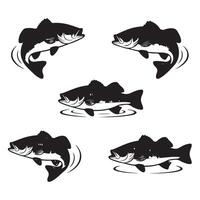 Predatory Fish Attack Silhouette Art Set Perfect for Dynamic Nature and Fishing Designs vector
