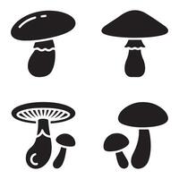 Silhouette Art of Simple Mushrooms Black Fungi Minimal Design Set vector
