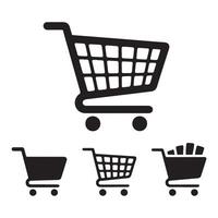 Big and Small Shopping Cart Silhouette Art Grocery Trolley Size Comparison vector