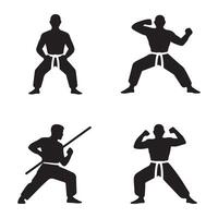 Martial Arts Weapon Practice Silhouettes Karate Pose Art with Strength and Forgiveness vector
