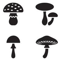 Silhouette Art of Assorted Mushrooms Black Fungi Set for Nature Illustration vector