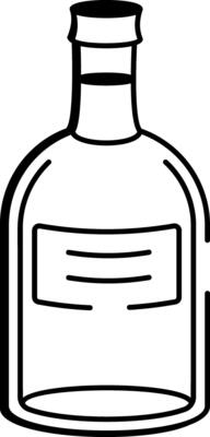 A hand drawn style icon of a vodka bottle