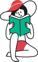 A doodle style icon of beach reading vector