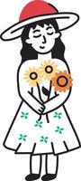 A doodle style icon of holding flowers vector