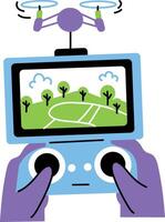 A flat style illustration depicting a drone operator vector