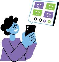 Flat illustration showing a character using social media vector