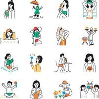 Set of Summer Days Drawing Style Illustrations vector