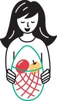 A sketchy style icon of fruits bag vector