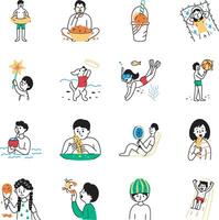 Collection of Summer Sketchy Style Illustrations vector
