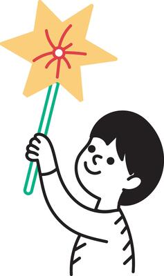 A hand drawn style icon of kid pinwheel