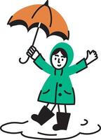 A doodle style icon of enjoying rain vector