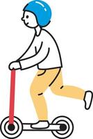 A hand drawn style icon of riding scooter vector