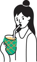 A hand drawn style icon of pineapple juice vector