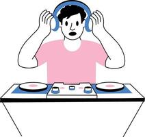 Sketchy style illustration depicting a vibrant dj player figure vector