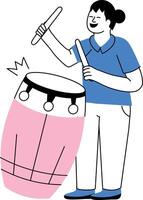 An illustration of conga player designed in doodle style vector