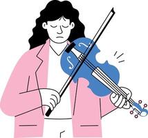 Doodle style illustration of a sad violinist playing alone vector