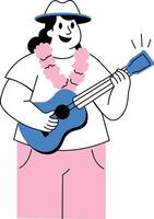 A sketchy style illustration of a ukulele player vector