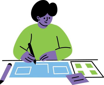 un plano estilo ilustración demostración guión escritor vector