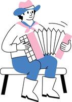 Drawing style illustration showing a joyful accordion player vector