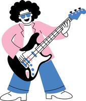 A doodle style illustration of a funk bassist performance vector
