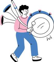 A sketchy style illustration of a marching drummer vector