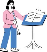 Doodle style illustration depicting an oboist player vector