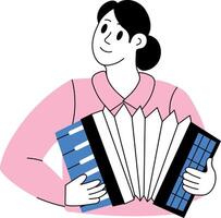 A hand drawn style illustration of an accordionist vector